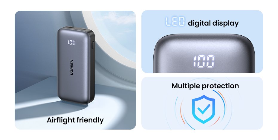 UGREEN 10000mAh PD-30W Two-way Fast Charging Power Bank PB50