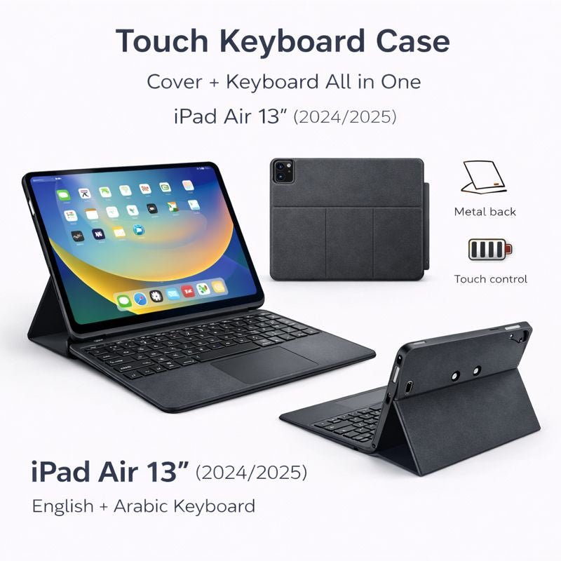 كيس لوحة مفاتيح لمسية لـ iPad Air 13 بوصة (2024/2025) عربي وإنجليزي