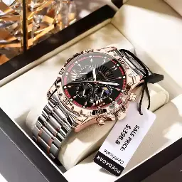 Poedagar Chronograph Men Watch Model 968 Quartz Watches Stainless Steel 