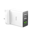 Hoco C48 Breakthrough Triple USB Wall Charger QC3.0 – UK Plug
