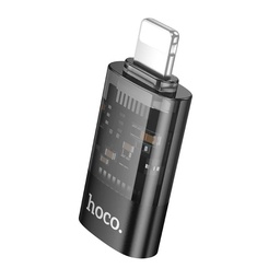 Hoco UA36A OTG Adapter – 8-Pin Male to USB-C Female, Transparent Black